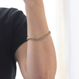 Vintage two-tone 14K gold bracelet with huit-huit cut diamonds, 70s