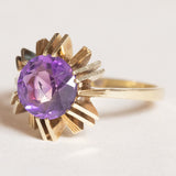 Anello vintage in oro giallo 14K con ametista (1.70ct ca.), anni ‘60/‘70