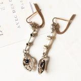 Antike Ohrringe aus 18 Karat Gelbgold und Silber mit Saphiren und Diamanten im Rosenschliff, Anfang des 900. Jahrhunderts