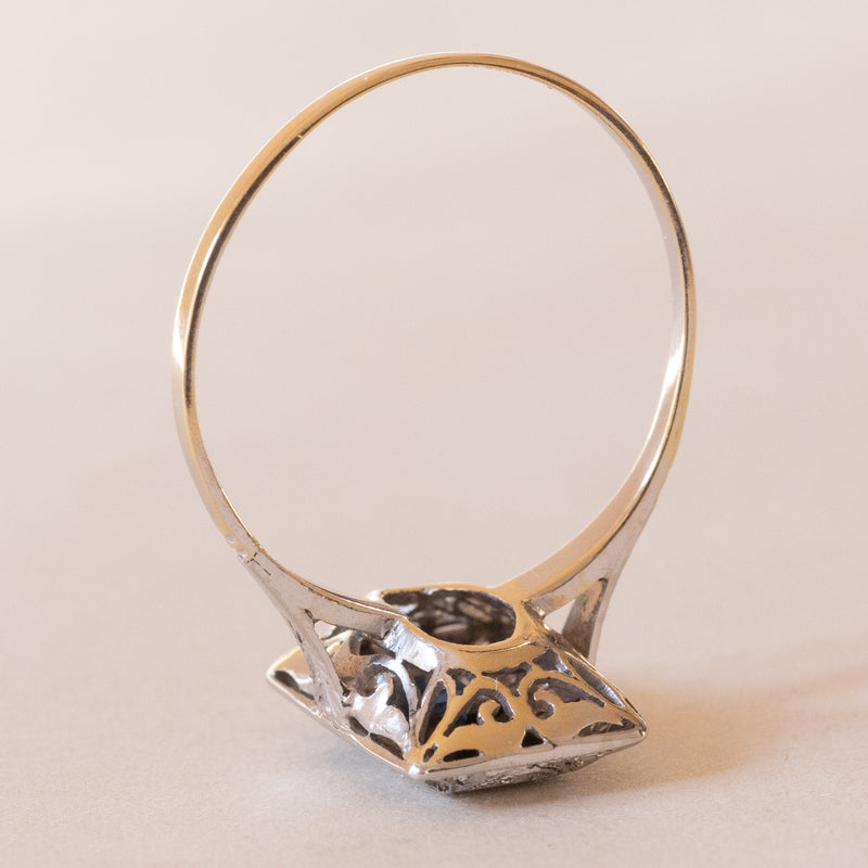 Anello Art Déco in oro giallo 18K e in oro bianco 18K con zaffiri e diamanti, anni ‘30