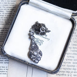 Collana Art Nouveau in oro 14K e argento con diamanti di taglio rosetta, anni ‘10/‘20