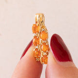 Vintage 14K Gelbgold Feueropal & Diamant Anhänger, 70er/80er Jahre