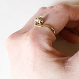 Art Nouveau 18K Yellow Gold Beaded Ring, 10s/20s