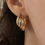 Boucles d'oreilles vintage en or jaune, blanc et rose 18 carats, 70