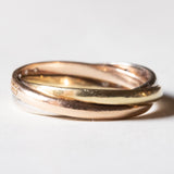 Vintage Tricolor 14K Gelb-, Weiß- & Roségold & Diamantring, 70er Jahre