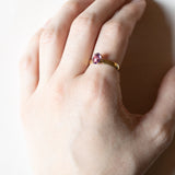 🔮 Anello vintage in oro 18K con ametista, anni ‘60