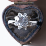 Vintage Gänseblümchenring aus 18 Karat Weißgold mit Diamanten (Mitte ca. 1.55 ct), 70er/80er Jahre