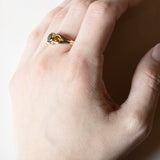 🎃 Anello trilogy vintage in oro 9K con cromodiopside e quarzi arancioni, anni ‘80