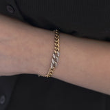 Vintage two-tone 14K gold bracelet with huit-huit cut diamonds, 70s