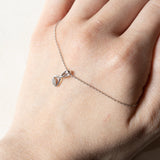 Vintage 9K Weißgold Halskette mit 9K Weißgold Anhänger mit Diamanten, 80er / 90er Jahre