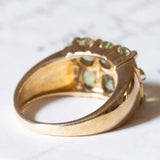 Bague vintage en or 9 carats avec tourmalines vertes (3 ct environ) et diamants (0.02 ct environ), années 80/90