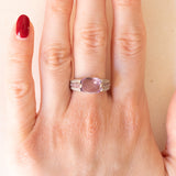 Vintage Ring aus 18 Karat Weißgold mit Amethyst, rosa Saphir und Diamant, 80er Jahre