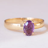 🔮 Anello vintage in oro 18K con ametista, anni ‘60