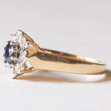 Vintage 14 Karat Gelb- und Weißgold mit Saphir (ca. 0.35 ct) und Diamanten (ca. 0.08 ctw), Gänseblümchenring, 50er/60er Jahre