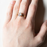 Anello vintage in oro 18K con acquamarina, anni ‘50/‘60
