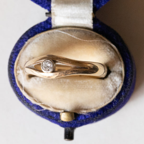 Solitario vintage in oro 14K con diamante di taglio brillante (0.10ct ca.), anni ‘70