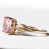 Anello vintage in oro 9K con topazio rosa, anni ‘80