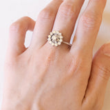 Bague marguerite vintage en or blanc 18 carats avec diamants (env. 0,80 ct), 1960