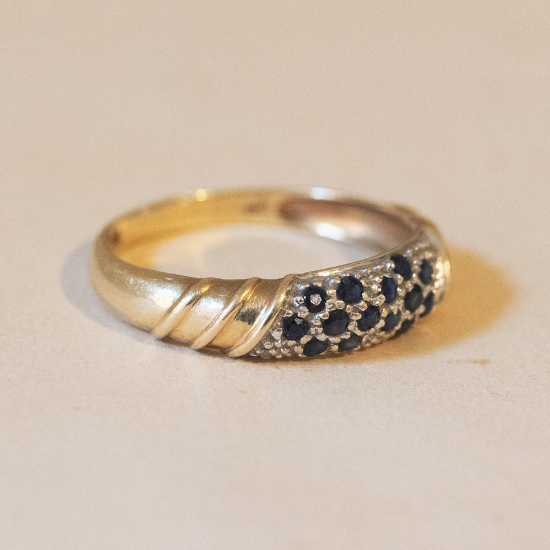 Vintage 14K gold ring with sapphires (0.16ctw approx.), 1960s / 1970s