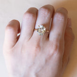 Anello vintage in oro 18K con acquamarina, anni ‘50/‘60