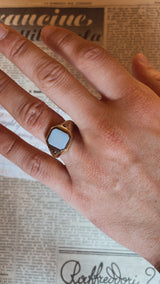 Anello vintage da sigillo in oro 14K con agata, anni ‘50/‘60