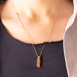 Vintage 14K Gelbgold Feueropal & Diamant Anhänger, 70er/80er Jahre