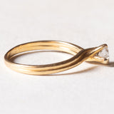 Solitário em ouro 18K vintage com diamante lapidação brilhante (aprox. 0.22 ct), década de 60