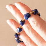 Collier vintage en or jaune 18 carats avec lapis-lazuli, années 60/70