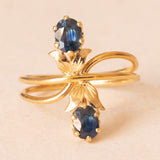 Anello vintage in oro giallo 18K con zaffiri (0.90ctw ca.), anni ‘70