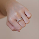 Vintage 14K white gold ring with brilliant cut diamonds (approx. 0.45ctw), 60s
