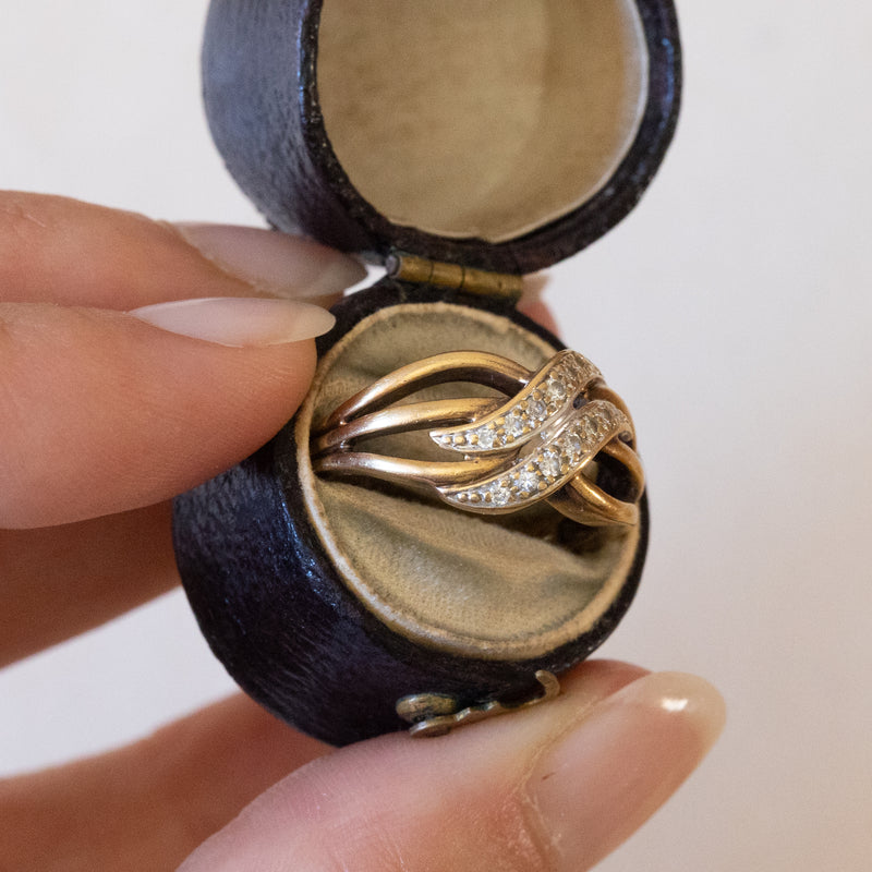 Anello vintage in oro 18K con diamanti (0.15ctw ca.), anni '50