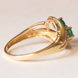 Vintage contrarié ring in 14K gold with emeralds and diamonds, 1960s