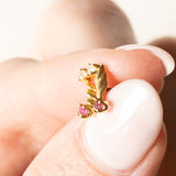 Vintage Ohrringe aus 18 Karat Gelbgold mit Rubinen und Diamantimitationen, 70er Jahre