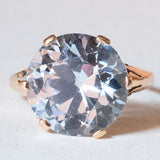 Anello vintage da cocktail in oro 18K con spinello azzurro, anni ‘60/‘70