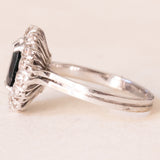 🌼Vintage Daisy Ring aus 14 Karat Weißgold mit Saphir (ca. 2.60 ct.) und Diamanten (ca. 0.45 ctw), 60er/70er Jahre