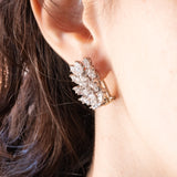 Vintage 18K White Gold Diamond Drop Earrings (Approx. 20.80ctw), 60s/70s
