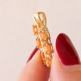 Vintage 14K Gelbgold Feueropal & Diamant Anhänger, 70er/80er Jahre