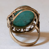 8K gold ring with turquoise, 1940s