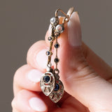 Antike Ohrringe aus 18 Karat Gelbgold und Silber mit Saphiren und Diamanten im Rosenschliff, Anfang des 900. Jahrhunderts