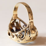 Anello vintage in oro 14K con spinello azzurro, anni ‘60/‘70