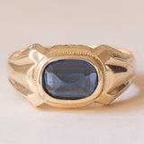 Anello vintage da uomo in oro 12K con pasta di vetro blu, anni ‘50