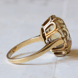 Vintage cocktail ring in 14K gold with yellow citrine quartz, 60s
