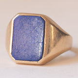 Anello vintage da sigillo in oro 9K con lapislazzuli, anni ‘60/‘70