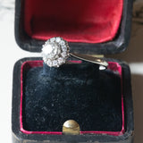Vintage Gänseblümchenring aus 18 Karat Weißgold mit Diamanten (ca. 0.86 ctw), 70er Jahre