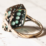Anello vintage in oro giallo 18K e argento con smeraldi e diamanti di taglio rosetta, anni ‘50