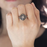 Art Nouveau ring in 14K gold and silver with a diamond of approx.0.50ct, 1920s