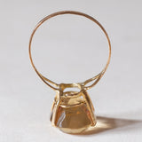 Anello vintage da cocktail in oro 18K con quarzo citrino (6ct ca.), anni ‘50/‘60
