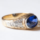 Anello vintage in oro 9K con zaffiro sintetico, anni ‘60/‘70
