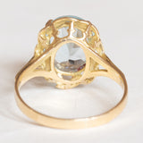 Anello vintage in oro giallo e in oro bianco 18K con topazio azzurro (4ct ca.), anni ‘60