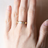 Anello vintage in oro 14K con opale e diamanti, anni ‘60/‘70